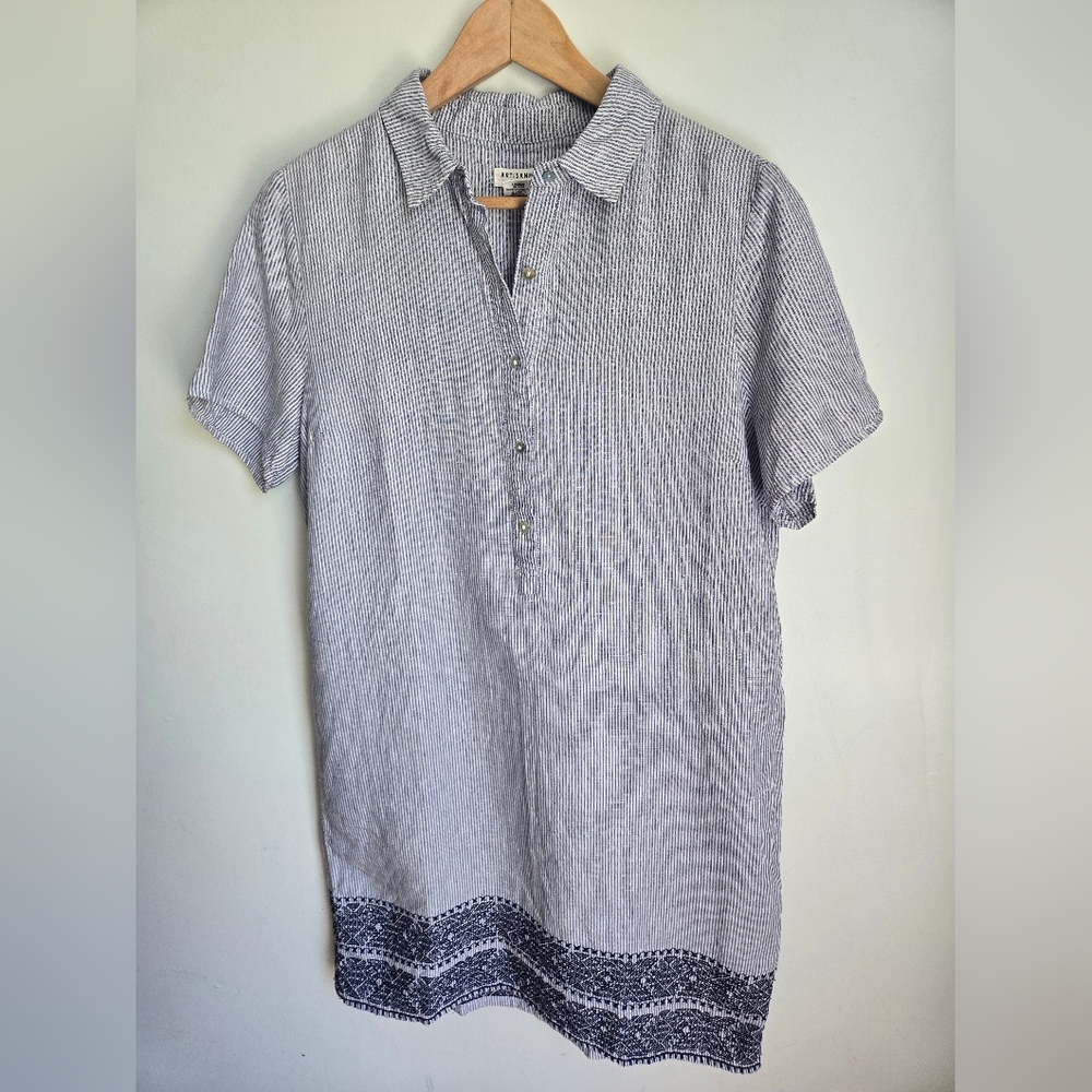 ARTISAN NY Blue Striped Linen Dress
